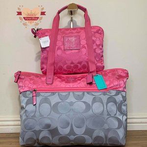 💝Coach Signature Fabric-Nylon Bag & Snap Pouch💝